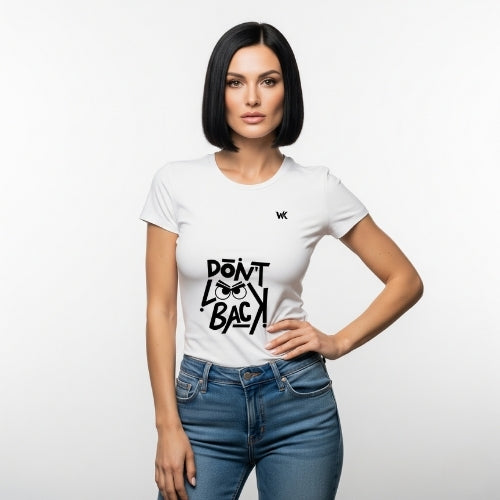 Unisex Frost White Don’t Look Back Graphic Printed Basic T-Shirt