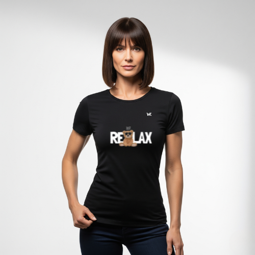 Unisex Jet Black JUST RELAX Graphic Printed Basic T-Shirt