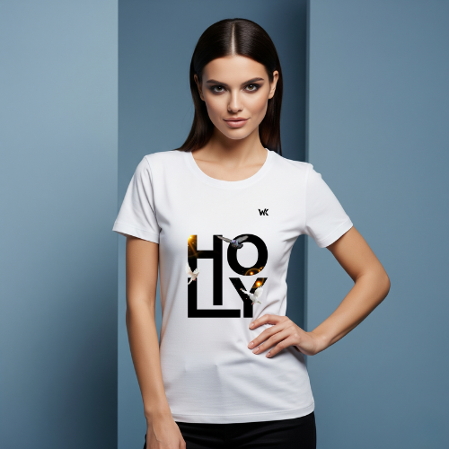 Unisex Pure White HOLY Graphic Printed Basic T-Shirt