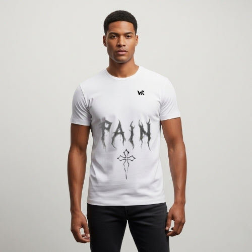 Unisex Arctic White PAIN Graphic Printed Basic T-Shirt