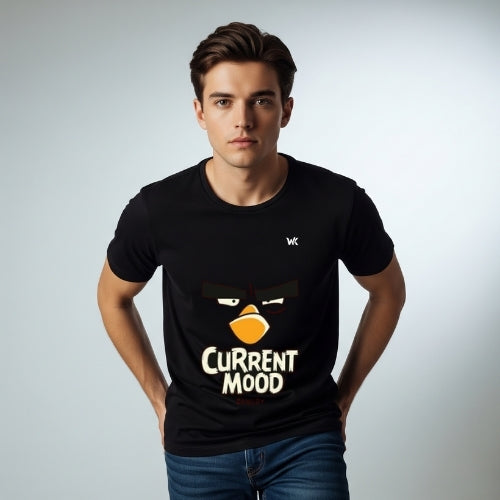 Unisex Ink Black Current Mood Graphic Printed Basic T-Shirt