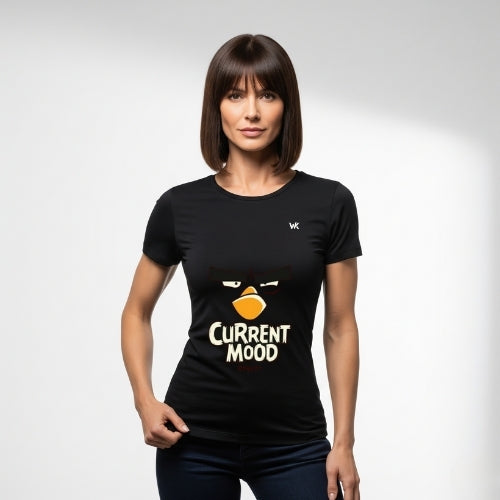 Unisex Ink Black Current Mood Graphic Printed Basic T-Shirt