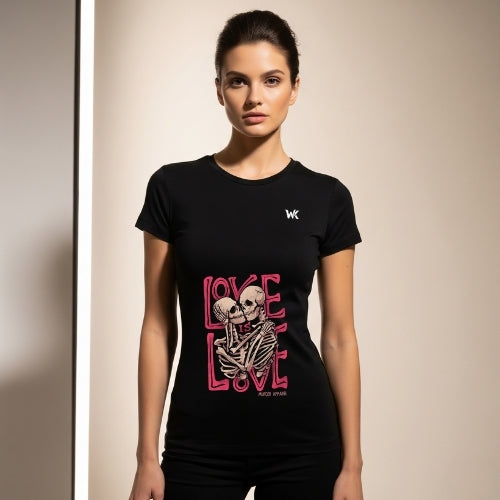 Unisex Noir Black LOVE Graphic Printed Basic T-Shirt