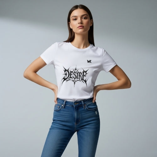 Unisex Cloud White Desire Graphic Printed Basic T-Shirt