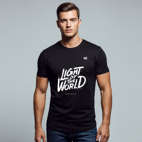 Unisex Midnight Black LIGHT OF THE WORLD Graphic Printed Basic T-Shirt