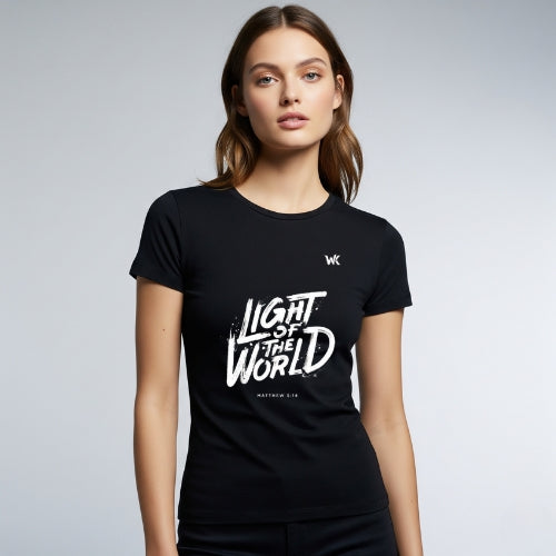 Unisex Midnight Black LIGHT OF THE WORLD Graphic Printed Basic T-Shirt