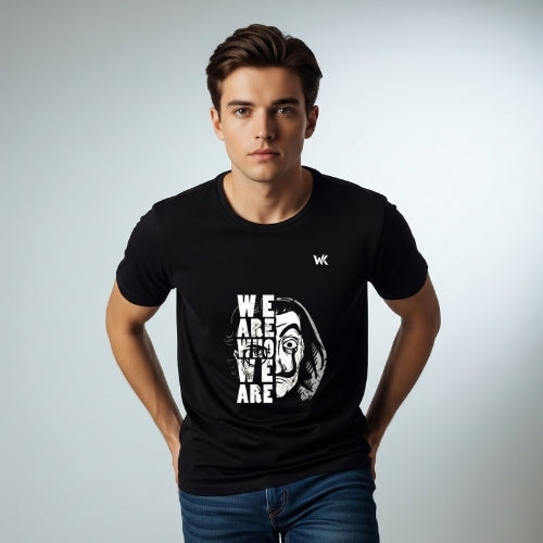 Unisex Obsidian Black WE ARE WHO WE ARE Graphic Printed Basic T-Shirt