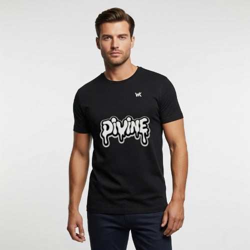 Unisex Obsidian Black Divine Graphic Printed Basic T-Shirt