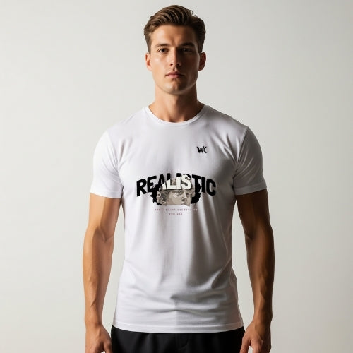 Unisex Crisp White REALISTIC Graphic Printed Basic T-Shirt