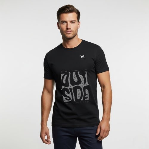 Unisex Phantom Black Think Outside The Box Graphic Printed Basic T-Shirt