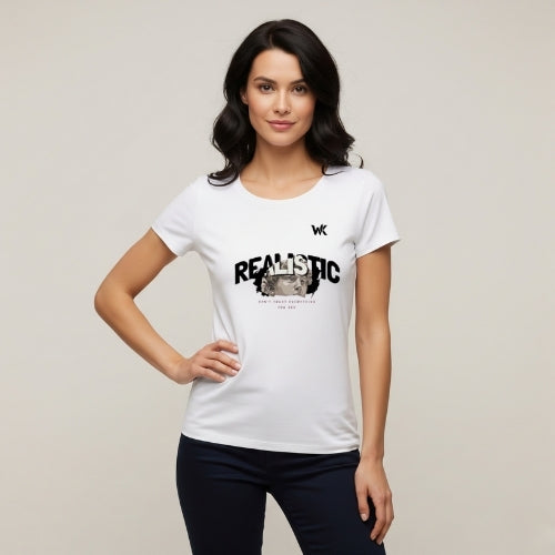 Unisex Crisp White REALISTIC Graphic Printed Basic T-Shirt
