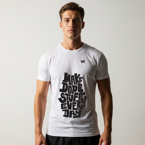 Unisex Frost White Make Dope Stuff Everyday Graphic Printed Basic T-Shirt