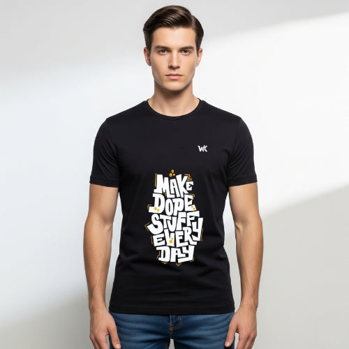Unisex Ink Black MAKE DOPE STUFF EVERYDAY Graphic Printed Basic T-Shirt