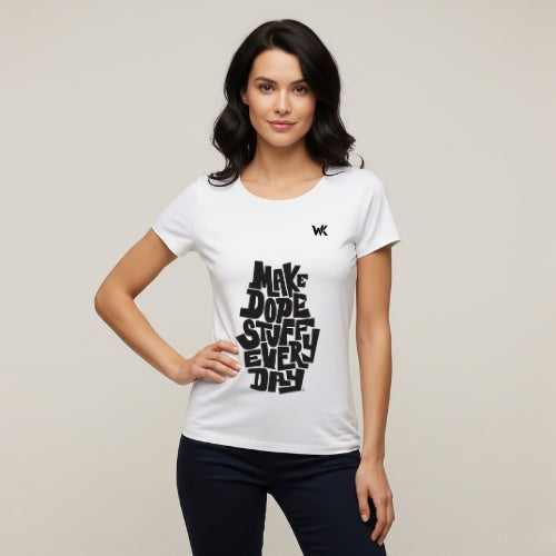Unisex Frost White Make Dope Stuff Everyday Graphic Printed Basic T-Shirt