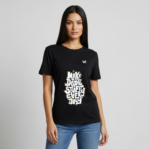 Unisex Ink Black MAKE DOPE STUFF EVERYDAY Graphic Printed Basic T-Shirt