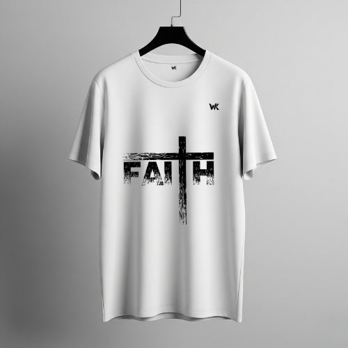 Unisex Cloud White FAITH Graphic Printed Basic T-Shirt