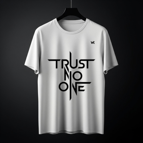 Unisex Arctic White TRUST NO ONE Graphic Printed Basic T-Shirt