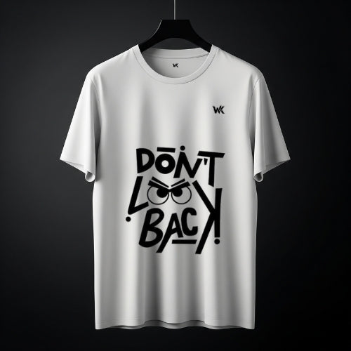 Unisex Frost White Don’t Look Back Graphic Printed Basic T-Shirt