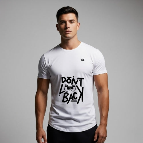 Unisex Frost White Don’t Look Back Graphic Printed Basic T-Shirt