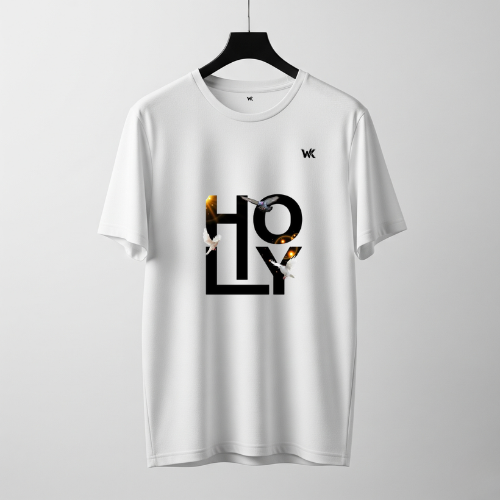 Unisex Pure White HOLY Graphic Printed Basic T-Shirt