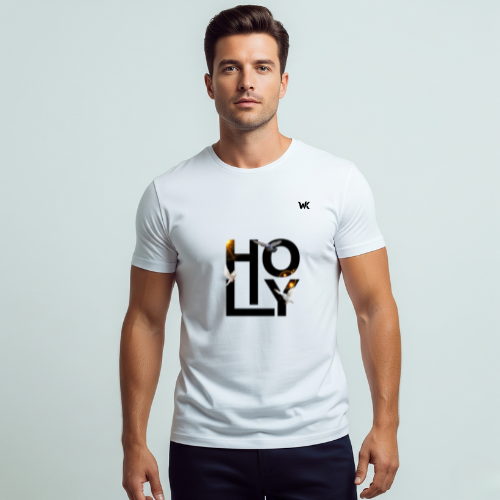 Unisex Pure White HOLY Graphic Printed Basic T-Shirt