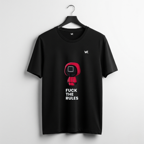 Unisex Rebel Black F*CK THE RULES Graphic Printed Basic T-Shirt
