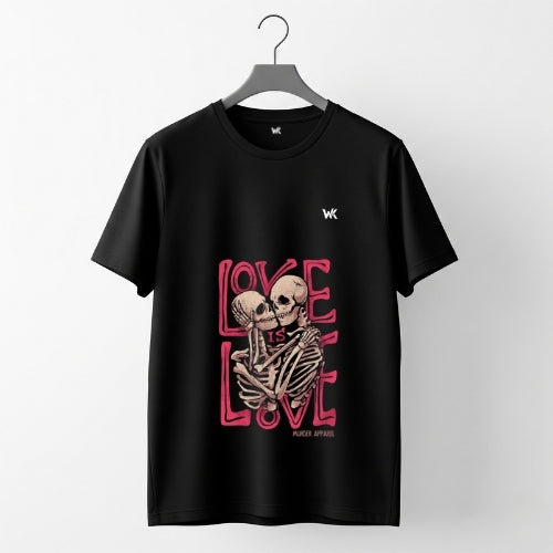 Unisex Noir Black LOVE Graphic Printed Basic T-Shirt