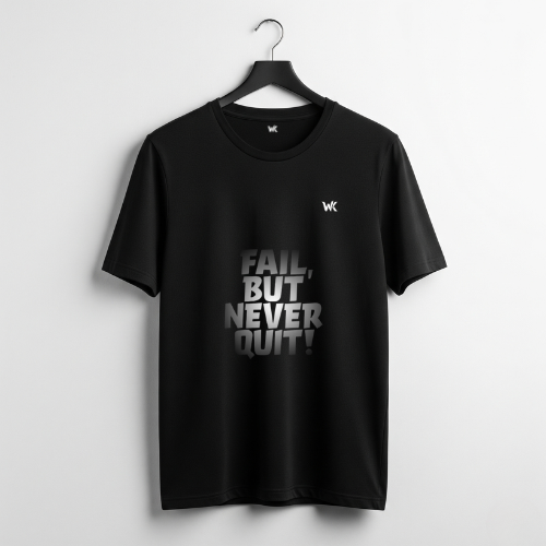 Unisex Eclipse Black Fail But Never Quit Graphic Printed Basic T-Shirt