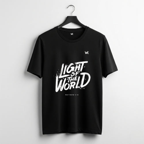 Unisex Midnight Black LIGHT OF THE WORLD Graphic Printed Basic T-Shirt