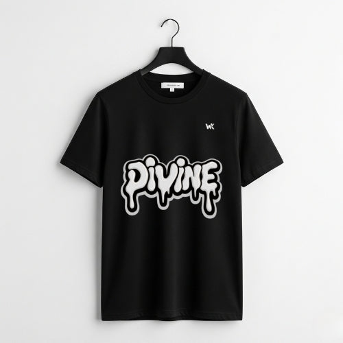 Unisex Obsidian Black Divine Graphic Printed Basic T-Shirt
