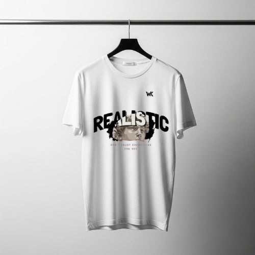 Unisex Crisp White REALISTIC Graphic Printed Basic T-Shirt