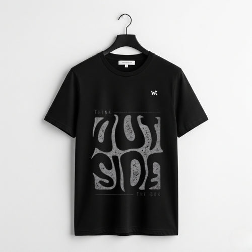 Unisex Phantom Black Think Outside The Box Graphic Printed Basic T-Shirt